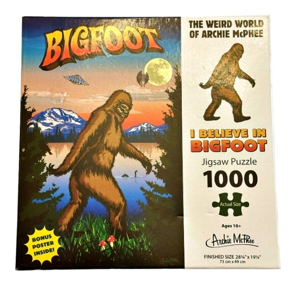 Archie McPhee I Believe in Bigfoot 1000 Piece Jigsaw Puzzle and Poster COMPLETE - Picture 9 of 10
